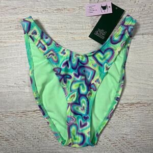 NEW Wild Fable Bikini Bottom XS Green Heart Ultra High Leg Cheeky Scoop TARGET
